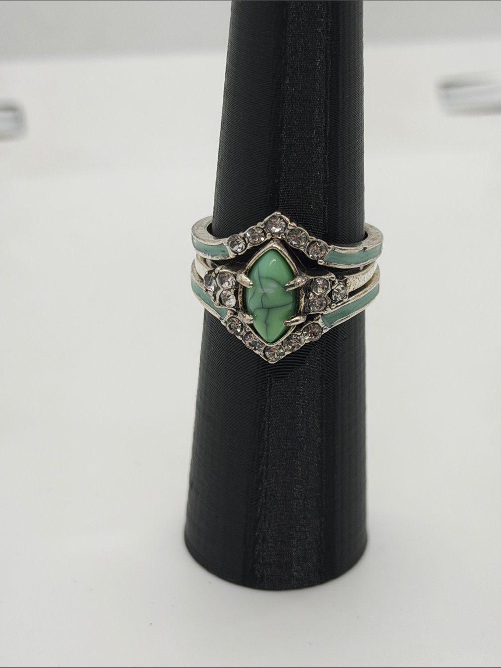 Green Stone Accent Stackable Ring Set - Women Jewelry 9 1/2